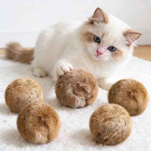 Vista 7 de 5 piezas de juguetes para gatos con hierba gatera, bola suave para gatos de interior masticar