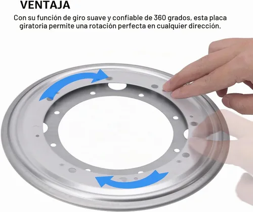Vista 4 de Plataforma giratoria redonda de 9" con rodamiento de Lazy Susan, placa de hardware de Lazy Susan de 5/16" de espesor, placa giratoria giratoria