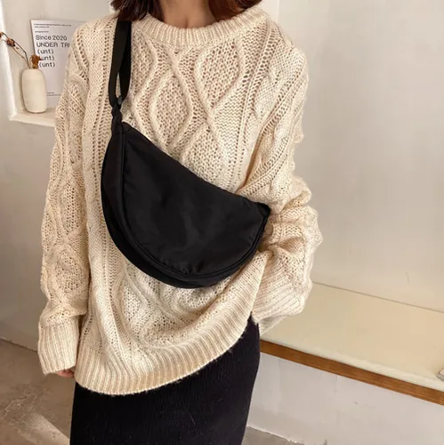 Vista 4 de EachEver Bolso cruzado casual de media luna para mujer con correa ajustable