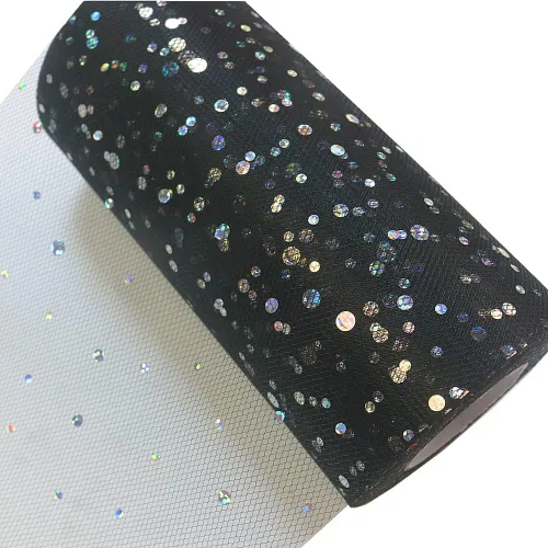 Vista 4 de DADAXIE - Rollos de tul con purpurina láser, rollo decorativo de tela de tul de 6 x 50 yardas (150 pies), color brillante para camino de mesa, Negro