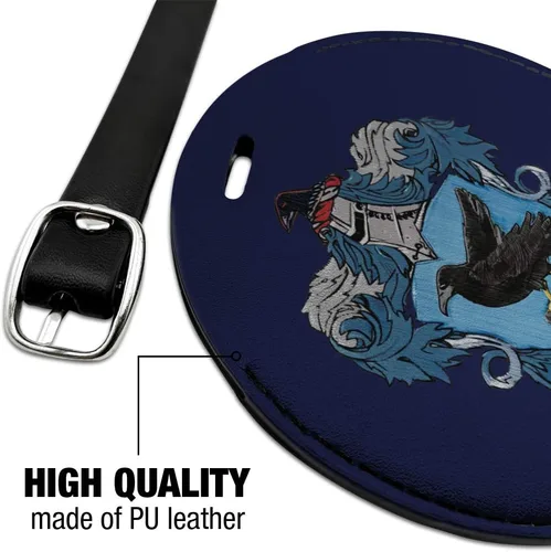 Vista 4 de Harry Potter Ravenclaw - Placa de identificación de piel redonda con escudo pintado