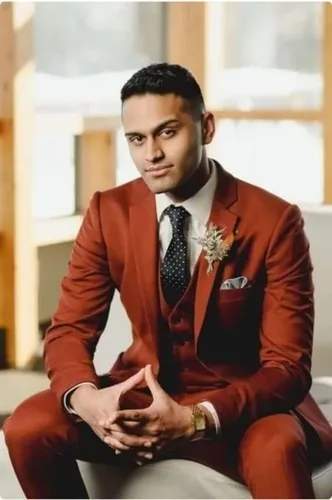 Vista 3 de Traje ajustado de 3 piezas para hombre, chaqueta de 2 botones para hombre, chaleco y pantalones para boda, graduación, negocios formales