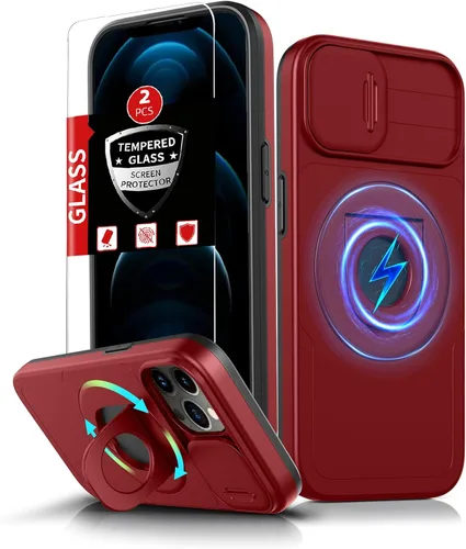 Vista 36 de Funda magnética para iPhone 11 Pro compatible con carga inalámbrica MagSafe, con 2 protectores de pantalla, anillo kickstand de 360° integrado +