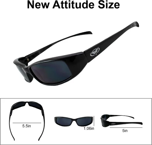 Vista 7 de Global Vision Nuevo Gafas Attitude Eye wear, con montura negra mate y lentes amarillas. Muy elegante, el amarillo hace que