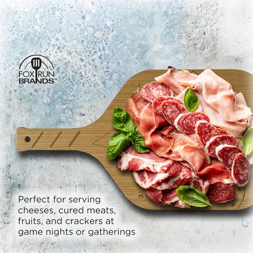 Vista 2 de Fox Run Your Serve Pickleball Paddle Charcutería, 14.5 x 7.5 pulgadas, tablas para servir queso de bambú Fun Postgame Charcuterie Board Large