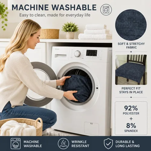 Vista 7 de NILUOH Juego de 2 fundas de asiento impermeables para sillas de comedor, de piel sintética, fundas de asiento para sillas de comedor, extraíbles