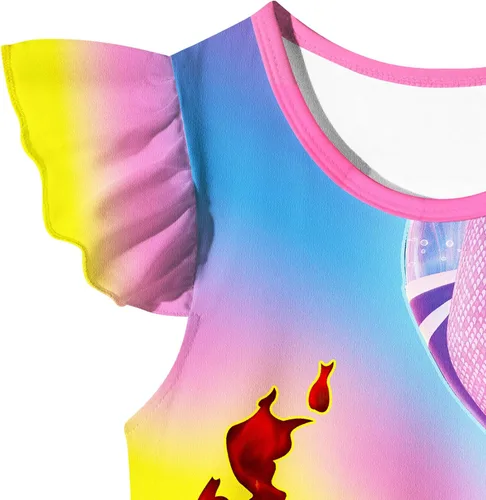 Vista 3 de NOALED Vestido para niñas pequeñas, vestidos de príncipes para niñas, manga corta con volantes, ropa para niñas, cuello redondo, vestido de disfraz