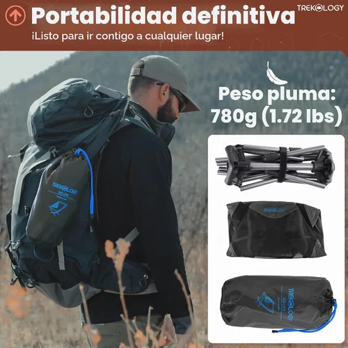 Vista 5 de TREKOLOGY Silla de playa ultraligera, silla de camping ligera para mochileros, senderismo y viajes - YIZI LITE