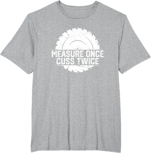 Vista 30 de Measure Once Cuss Twice, divertida camiseta de regalo para carpintería, Negro, S