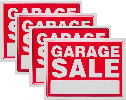 Vista 6 de Ram-Pro - Letrero de venta de garaje rojo para patio, etiquetas de plástico de 9 x 12 pulgadas para invierno, Navidad, eventos de venta