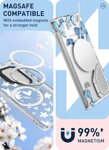 Vista 4 de i-Blason Cosmo - Funda para Samsung Galaxy S24 Ultra con soporte para cámara, [compatible con MagSafe] Elegante funda completa 360 con protector