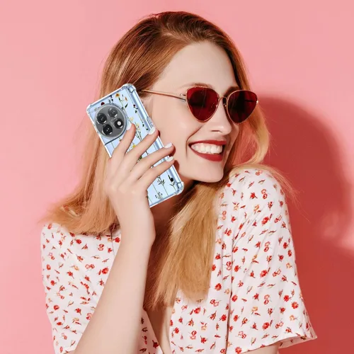 Vista 6 de Funda para teléfono OnePlus 11, One Plus 11 5G PHB110, funda transparente con patrones de jardín de flores, funda protectora para OnePlus 11 5G