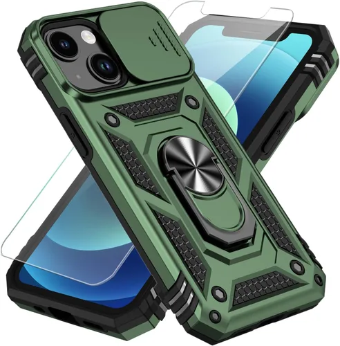 Vista 27 de SunStory Funda compatible con iPhone 12 Pro Max con protector de pantalla HD, cubierta de cámara deslizante y soporte de anillo giratorio