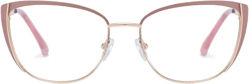 Vista 2 de Gafas de bloqueo de luz azul retro para mujer, marco de metal, gafas de ojo de gato