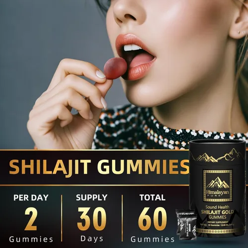 Vista 5 de Shilajit - Gomitas doradas para hombres y mujeres, con Ashwagandha, ginseng y ácido fúlvico, más de 85 minerales traza, veganos sin OMG sin azúcar