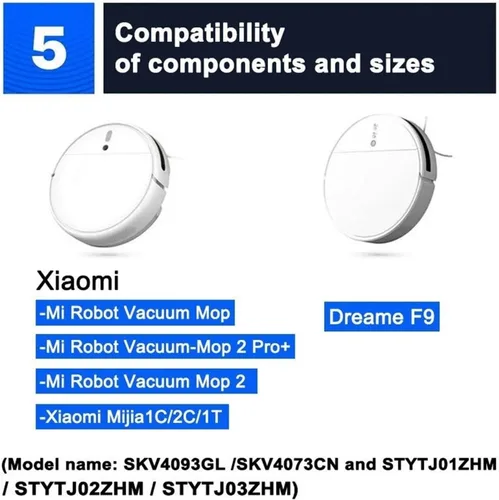 Vista 7 de Filtro Hepa Cepillo lateral principal Trapeador, compatible con Xiaomi Mijia 1C 1T Mi Robot, compatible con aspiradoras robóticas Dreame F9