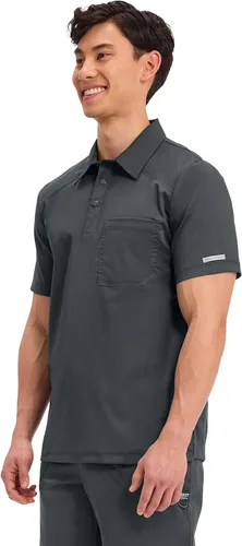 Vista 4 de Cherokee Scrubs for Men Polo Nursing Scrub Top with Chest Pocket, Breathable Mesh, Ultra Soft 2-Way Stretch Fabric WW615