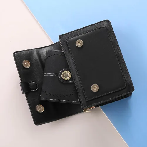 Vista 6 de SENDEFN Carteras pequeñas para mujer, con bloqueo RFID, de cuero, plegable, tarjetero con ventana de identificación