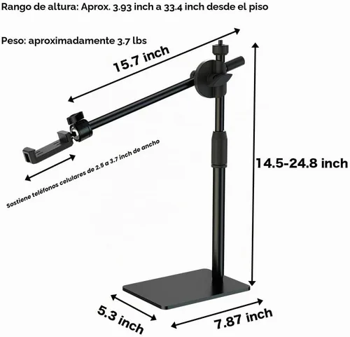Vista 5 de HVAYING Soporte de montaje para teléfono y cámara para YouTube Live Video Cocina, maquillaje y manualidades, compatible con iPhone Logitech Webcam
