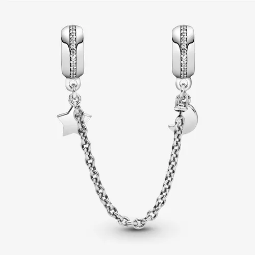 Vista 6 de PANDORA Jewelry - Cadena de seguridad de media luna y estrella dije de circonita cúbica en plata de ley 20 pulgadas Metal Circonita cúbica