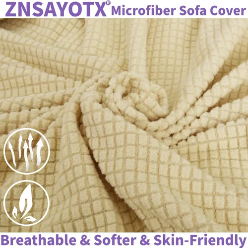 Vista 8 de ZNSAYOTX 2 fundas para sillas con brazos para sala de estar, súper suave, con funda de cojín de asiento, gruesa, duradera, mezcla de elastano, alta