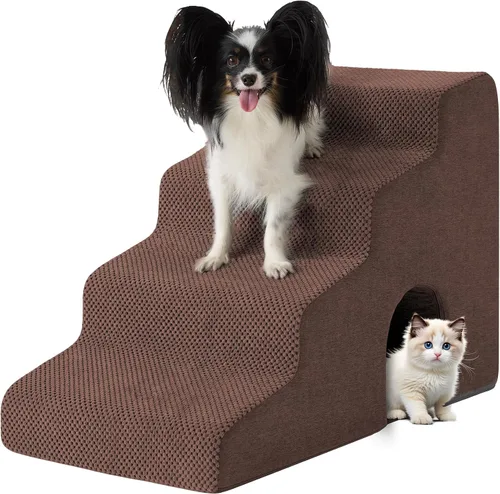 Vista 19 de Ahpmeoa Escaleras para perros para cama de 23 pulgadas de alto, escalones Gris