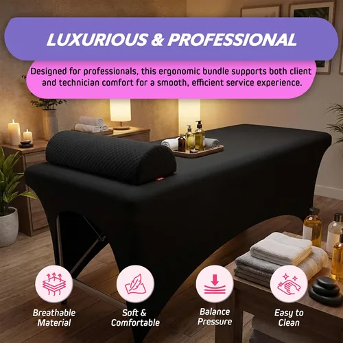Vista 7 de Almohada para la cabeza + almohada de piernas + funda de cama de pestañas Almohada curvada de espuma viscoelástica con soporte para cuello
