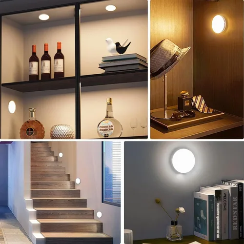 Vista 7 de Luces para debajo del gabinete, paquete de 3 luces recargables con sensor