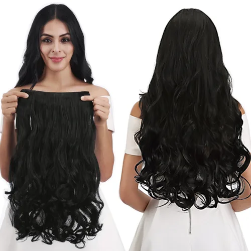 Vista 23 de REECHO Extensiones de cabello rubio, extensiones de una pieza con clip de 20" para mujer, extensiones de cabello sintético suave y natural con ondas