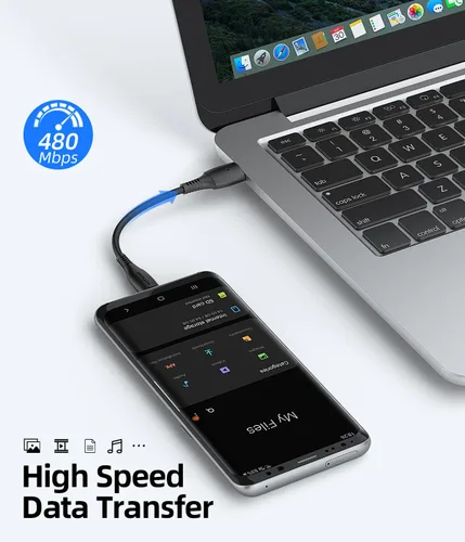 Vista 4 de Cable USB C corto de 1 pie/12 pulgadas, paquete de 5 cables USB a USB C de Negro