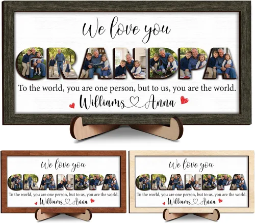 Vista 13 de Regalos personalizados de béisbol con texto en inglés «We Caught the Best Dad», regalos para el Día del Padre de parte del hijo, marco de madera