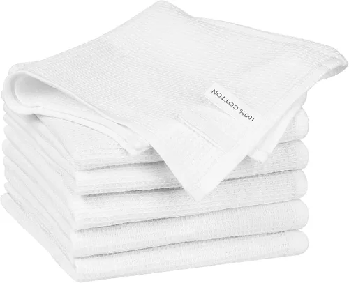 Vista 11 de uxcell Paños de limpieza reutilizables, paquete de 6 toallas de cocina de algodón con tejido de gofre, reutilizables y lavables, trapos para secar