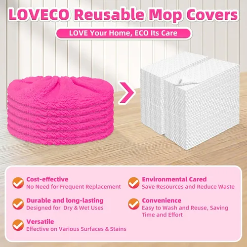 Vista 7 de Almohadillas reutilizables de microfibra para trapeador Swiffer, cubierta de repuesto de almohadillas húmedas Rosa