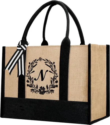 Vista 14 de Bolsa de mano personalizada de yute para mujeres, regalos para el día de la madre, regalo de Navidad de cumpleaños para mujeres y amigas