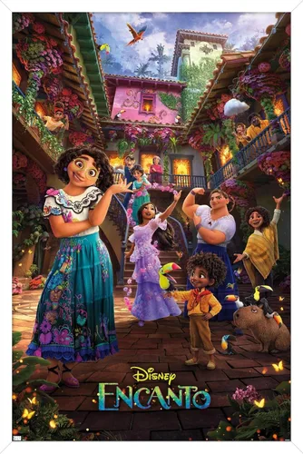 Vista 11 de Trends International Disney Encanto - Póster familiar de una hoja, 22.4 pulgadas de largo x 14.7 pulgadas, versión enmarcada de madera de granero