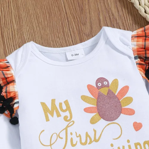 Vista 8 de My First Thanksgiving - Trajes de bebé para niña, disfraz de pavo recién nacido, manga larga, con volantes, falda con tirantes de 0 a 18 meses