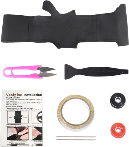 Vista 2 de Funda de Volante con Costura Manual en Encaje con Microfibra de Lujo para Honda Civic Sport 2015/Civic Tourer 2014/Civic Sedan Natural Gas Hybrid