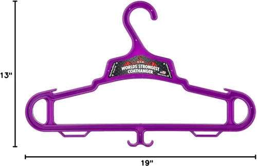 Vista 2 de Worlds Strongest - Percha para abrigos, fabricado en Estados Unidos, capacidad de carga de 140 libras, colgador de engranajes multiusos, morado (6)