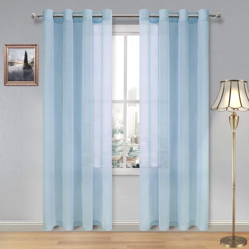 Vista 93 de DWCN Cortinas traslúcidas color verde frijol para sala de estar y dormitorio - Cortinas voile con aspecto de lino sintético con ojales en la parte