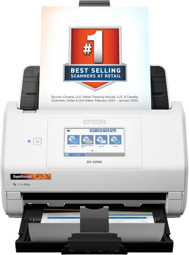 Vista 9 de Epson RapidReceipt RR-600W - Escáner inalámbrico de escritorio a color de 2 lados para recibos y documentos con software ScanSmart AI PRO