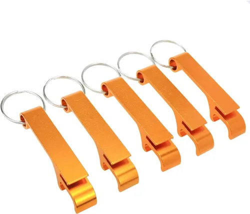 Vista 5 de Xiaoyztan Paquete de 20 llaveros de aluminio para abridor de botellas, color amarillo para latas de refresco de cerveza