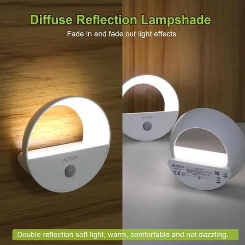 Vista 5 de AURAXY - Luz nocturna recargable con sensor de movimiento, luces nocturnas LED de batería, luz blanca fría magnética autoadhesiva con sensor