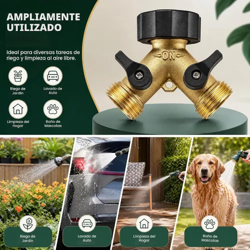 Vista 6 de Xiny Tool Divisor de manguera, divisor de manguera de jardín resistente de 2 vías, manguera de agua de latón macizo, divisor en Y, 2 válvulas con 2