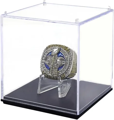 Vista 8 de Caja de exhibición de anillo de campeonato de 4 ranuras Para béisbol, softbol, fútbol, deportes, anillo de escuela secundaria (Cuatro agujeros-1)