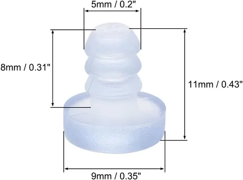 Vista 2 de uxcell Parachoques de vástago suave de silicona de 0.197 in de diámetro de rosca para gabinete de mesa de vidrio, 20