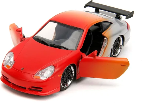 Vista 5 de Jada Pink Slips 1:32 W1 Porsche 911 GT3RS - Auto fundido a presión, juguetes para niños y adultos (imprimación rojo/naranja/plata)