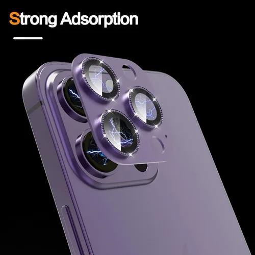Vista 5 de YWXTW Protector de lente de cámara de vidrio templado para iPhone 14 Pro Max, protección de cobertura completa 3D, tecnología de círculo nocturno
