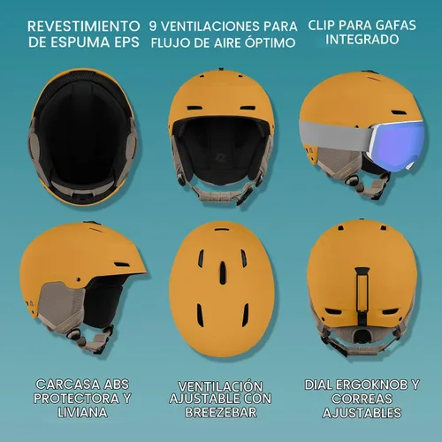 Vista 2 de Retrospec Zephyr - Casco de esquí – Casco de snowboard para adultos y jóvenes con ajuste ajustable, 9 rejillas de ventilación transpirables Bellota