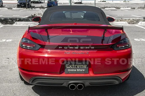 Vista 2 de Para Porsche 718 Boxster & Cayman 2017-presente GT4 Estilo ABS Imprimación de plástico Negro Alerón Trasero Alerón
