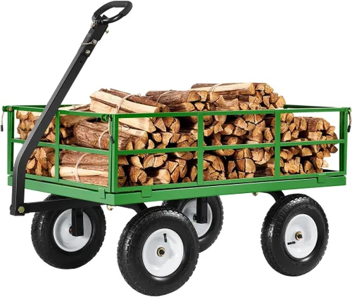 Vista 11 de VEVOR Carrito de jardín de acero de 900 libras, mango 2 en 1, carro de jardín extraíble resistente con neumáticos libres de 10 pulgadas, carrito
